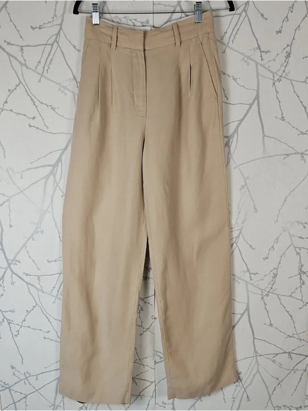 Wilfred Beige Cream Pleated Tencel Linen High Rise Effortless Pants
